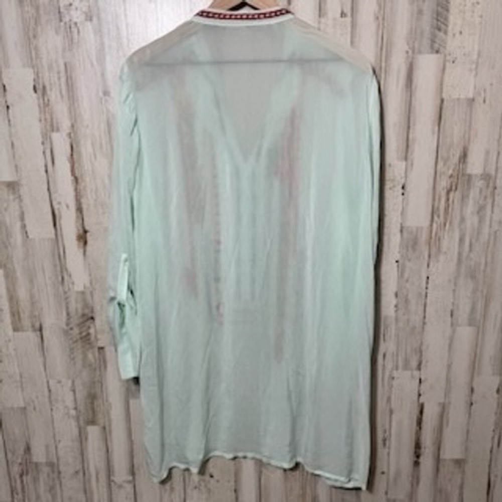 Johnny Was Mint Embroidered Long Sleeve Tunic Top Womens XL Rayon - Picture 6 of 6